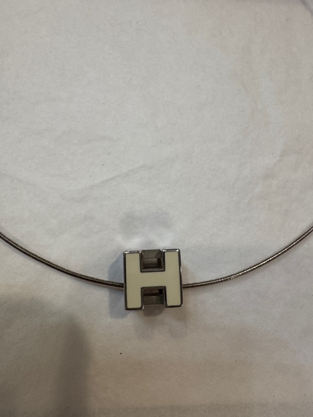 Authentic Hermes Silver Cube ‘H' Pendant Necklace - Picture 3 of 8